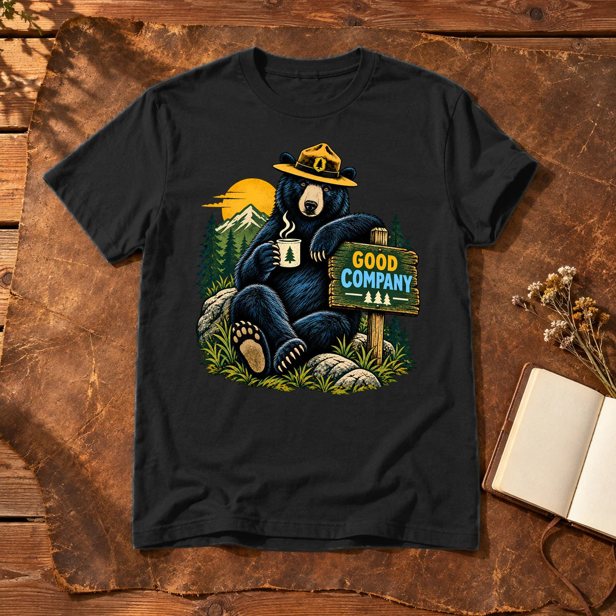 Good Company Ranger Bear Graphic Tee on Black Everyday Soft Tee