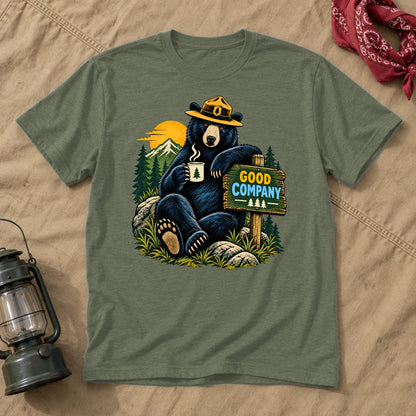Good Company Ranger Bear Graphic Tee on Military Green Everyday Soft Tee
