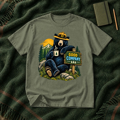 Good Company Ranger Bear Graphic Tee on Moss Premium Tee