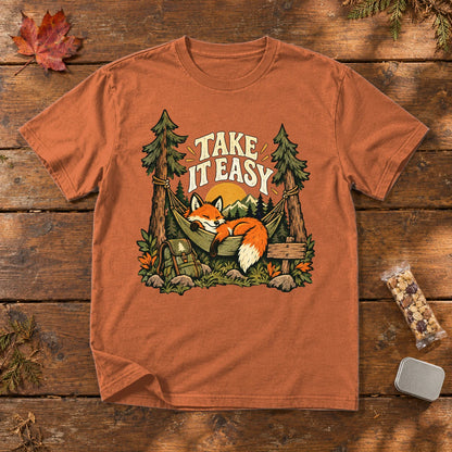 Take It Easy Camping Fox Graphic Tee on Yam Premium Tee