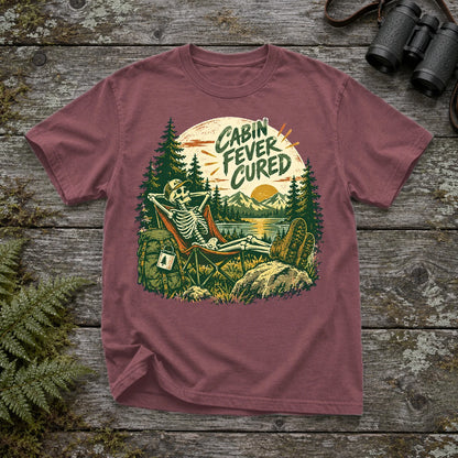 Cabin Fever Cured Skeleton Graphic Tee on Brick Premium Tee