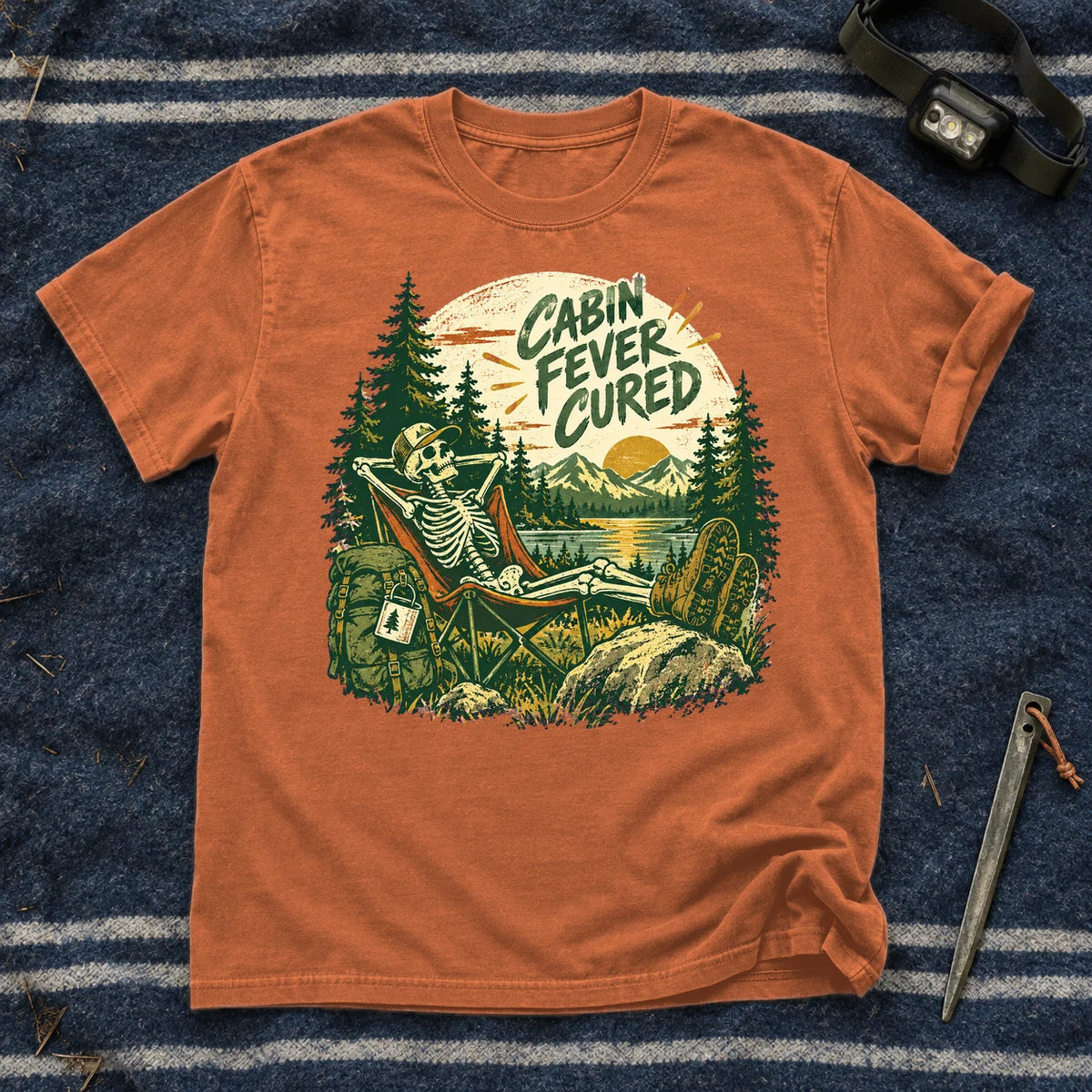 Cabin Fever Cured Skeleton Graphic Tee on Yam Premium Tee