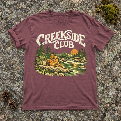 Creekside Club Golden Retriever Graphic Tee on Brick Premium Tee