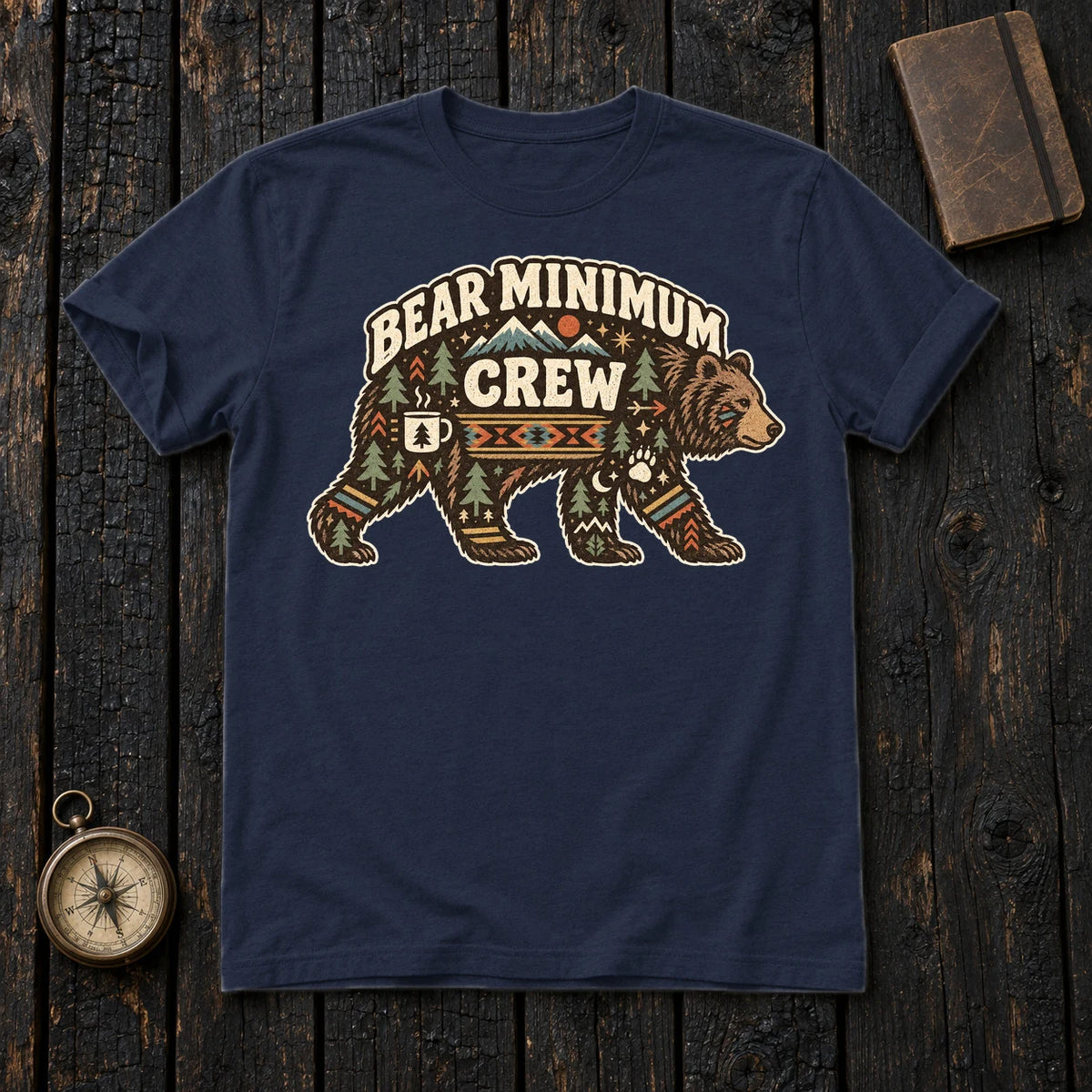 Bear Minimum Crew Graphic Tee on Navy Everyday Soft Tee
