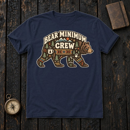 Bear Minimum Crew Graphic Tee on Navy Everyday Soft Tee