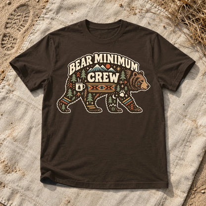 Bear Minimum Crew Graphic Tee on Dark Chocolate Everyday Soft Tee