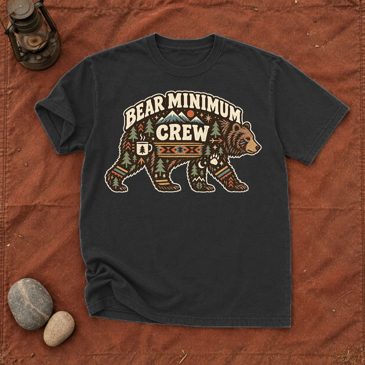 Bear Minimum Crew Graphic Tee on Black Premium Tee
