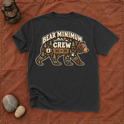 Bear Minimum Crew Graphic Tee on Black Premium Tee