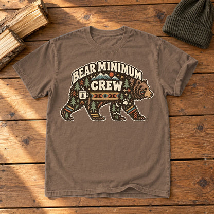 Bear Minimum Crew Graphic Tee on Espresso Premium Tee