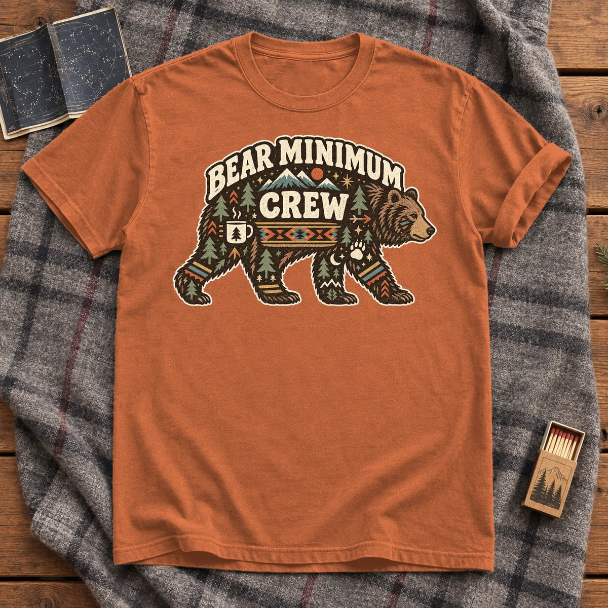 Bear Minimum Crew Graphic Tee on Yam Premium Tee
