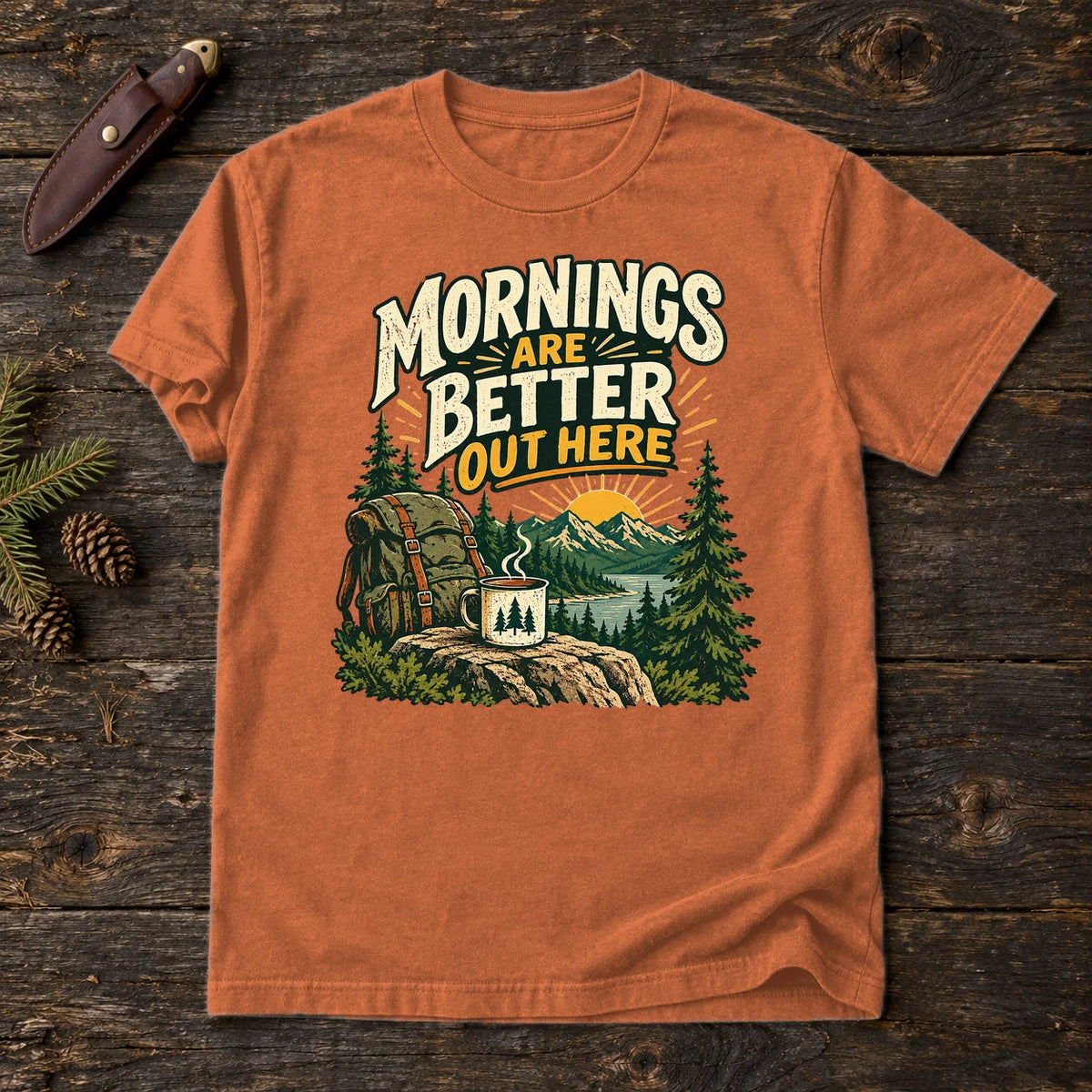 Mornings Are Better Camping Graphic Tee on Yam Premium Tee