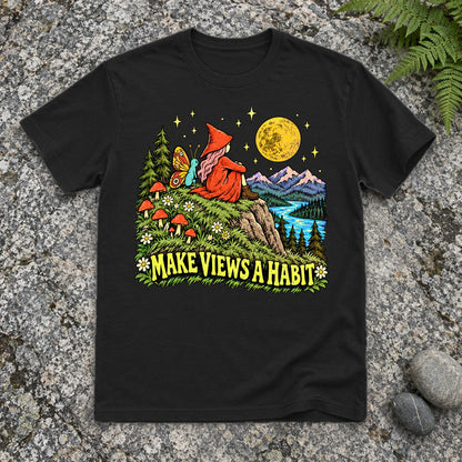 Make Views A Habit Vintage Graphic Tee on Black Everyday Soft Tee