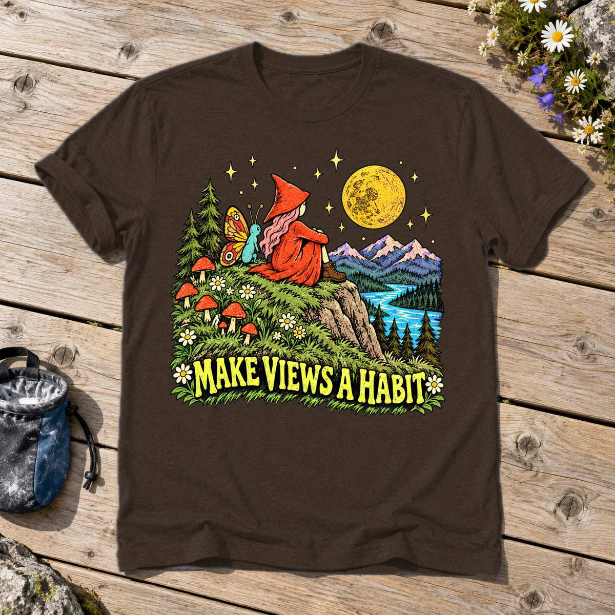 Make Views A Habit Vintage Graphic Tee on Dark Chocolate Everyday Soft Tee