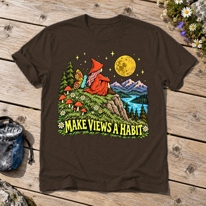 Make Views A Habit Vintage Graphic Tee on Dark Chocolate Everyday Soft Tee