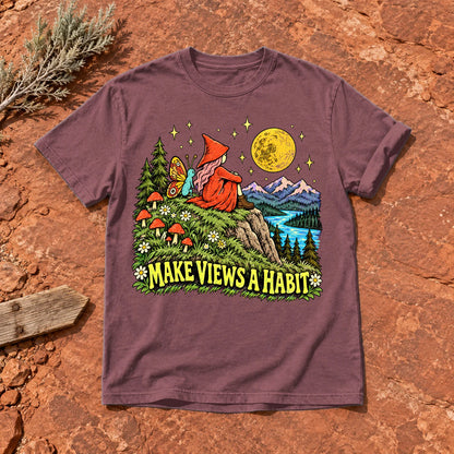 Make Views A Habit Vintage Graphic Tee on Brick Premium Tee