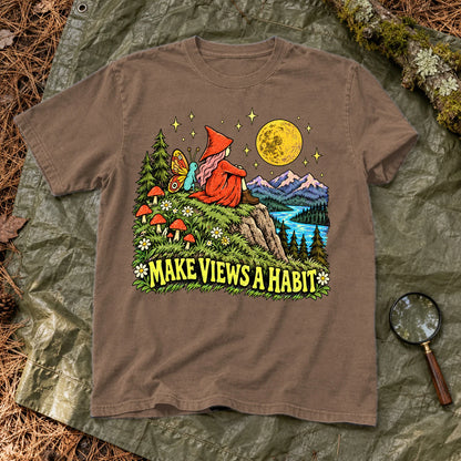 Make Views A Habit Vintage Graphic Tee on Espresso Premium Tee