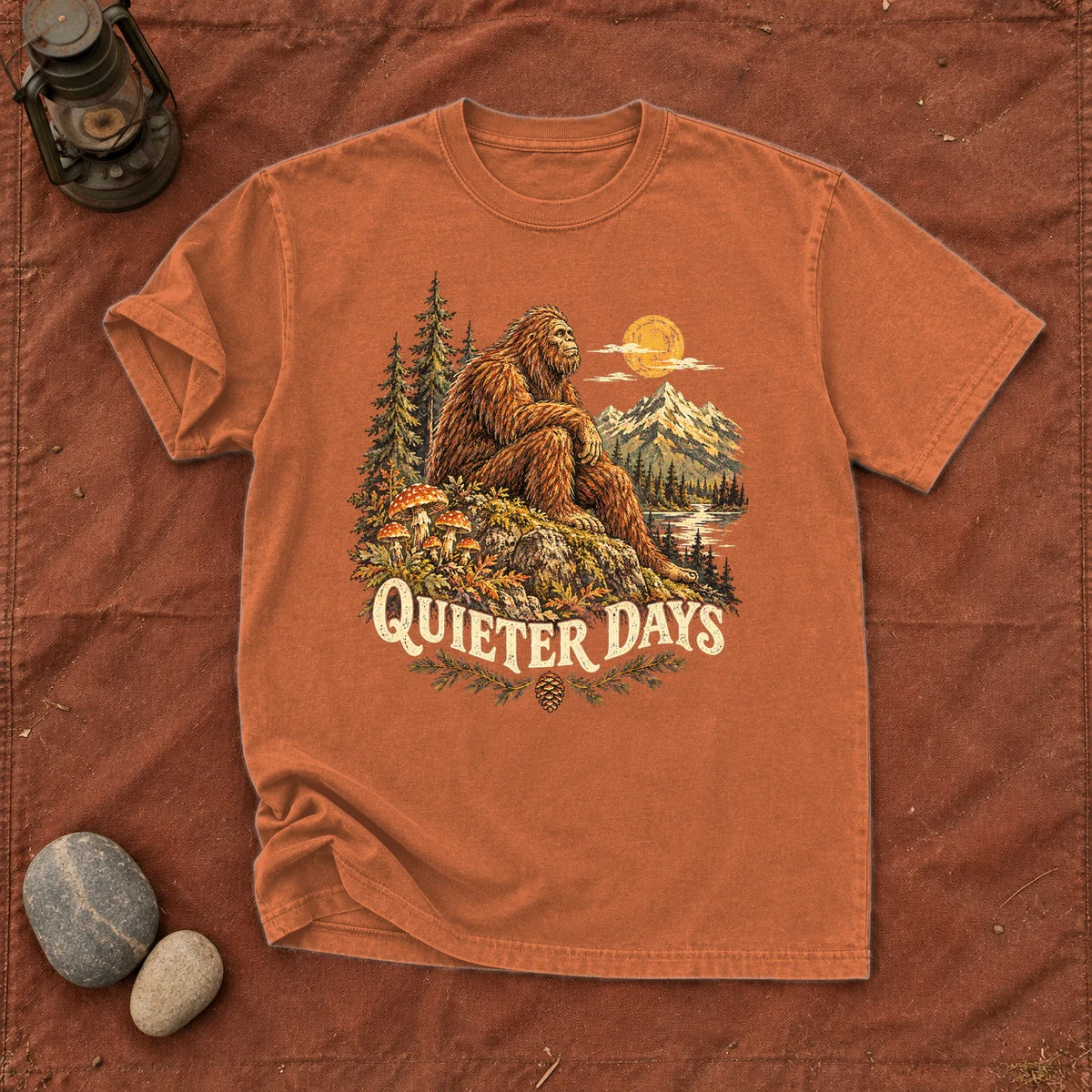 Quieter Days Bigfoot Graphic Tee on Yam Premium Tee