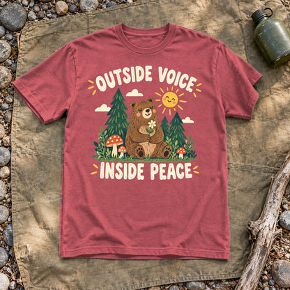 Outside Voice Inside Peace Graphic Tee on Heather Red Everyday Soft Tee