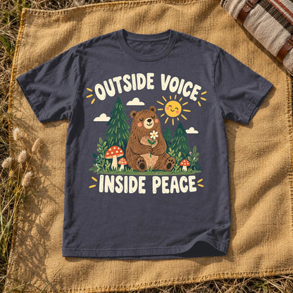 Outside Voice Inside Peace Graphic Tee on Navy Premium Tee