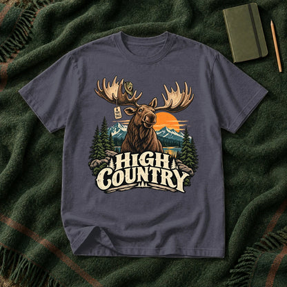 High Country 'Too Tall' Moose Graphic Tee on Navy Premium Tee