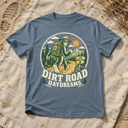 Dirt Road Daydreams Bigfoot Graphic Tee on Heather Indigo Everyday Soft Tee