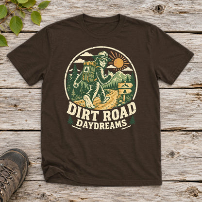 Dirt Road Daydreams Bigfoot Graphic Tee on Dark Chocolate Everyday Soft Tee