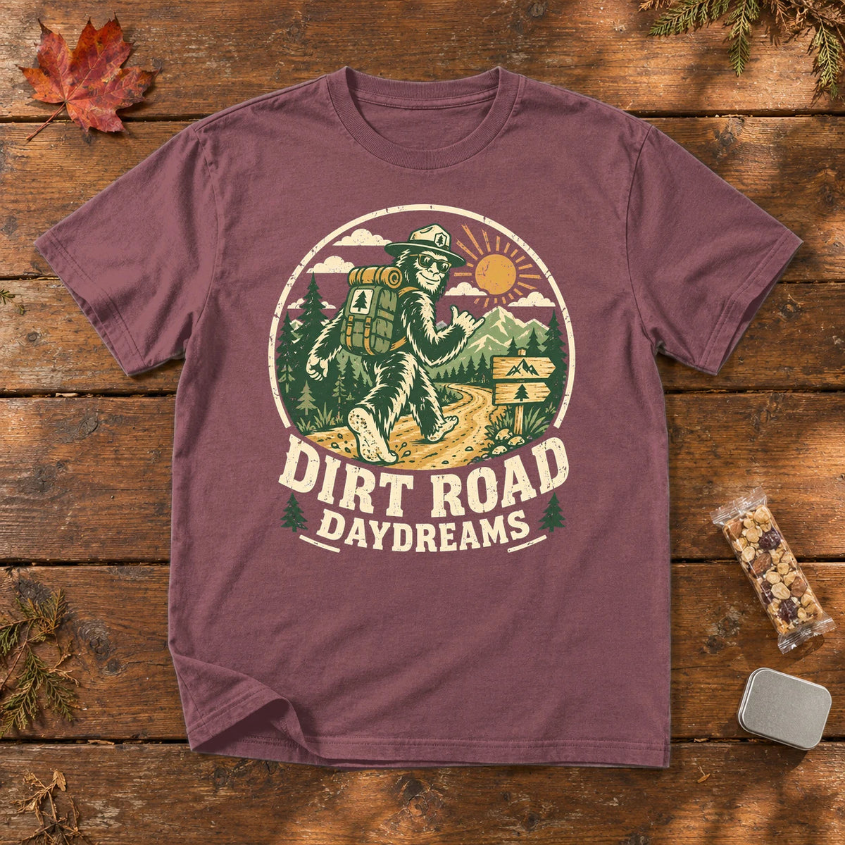 Dirt Road Daydreams Bigfoot Graphic Tee on Brick Premium Tee