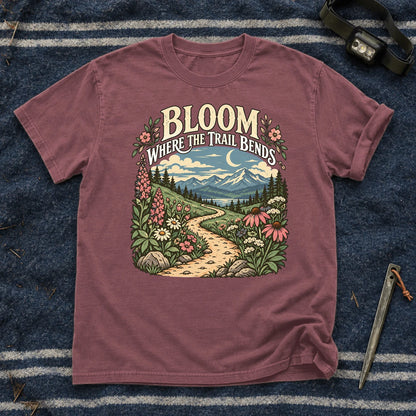 Bloom Where The Trail Bends Graphic Tee on Brick Premium Tee