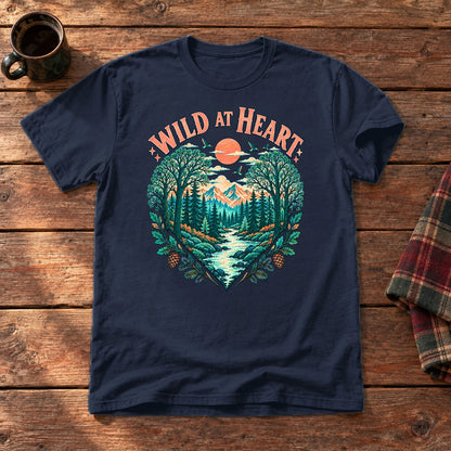 Wild At Heart Retro Nature Graphic Tee on Navy Everyday Soft Tee