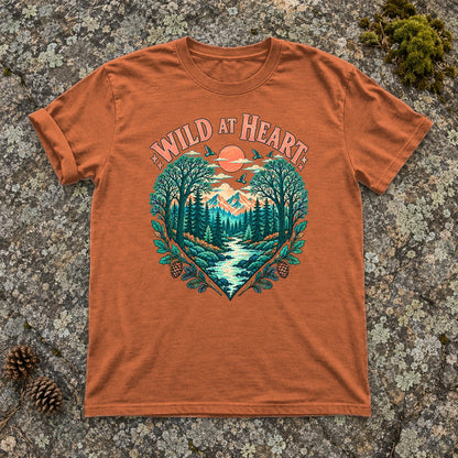 Wild At Heart Retro Nature Graphic Tee on Yam Premium Tee