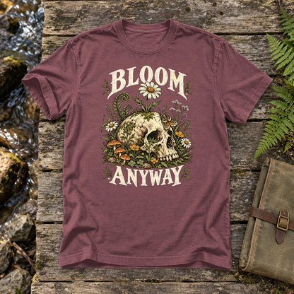 Bloom Anyway Botanical Skull Graphic Tee on Brick Premium Tee