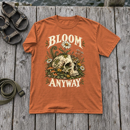 Bloom Anyway Botanical Skull Graphic Tee on Yam Premium Tee