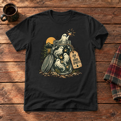 Jar of Good Spirits Graphic Tee on Black Everyday Soft Tee