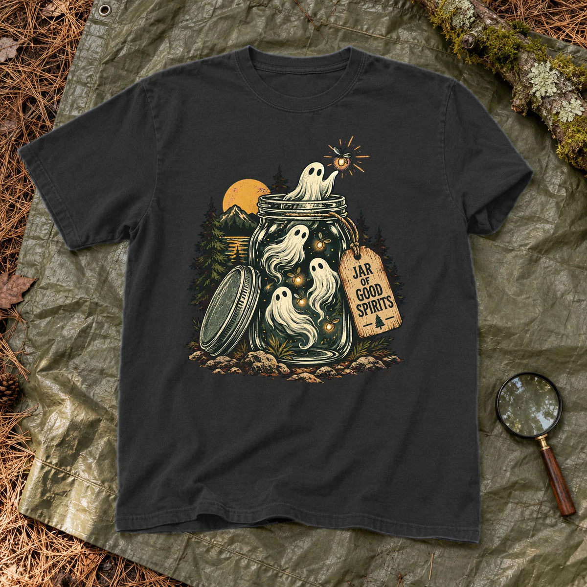 Jar of Good Spirits Graphic Tee on Black Premium Tee