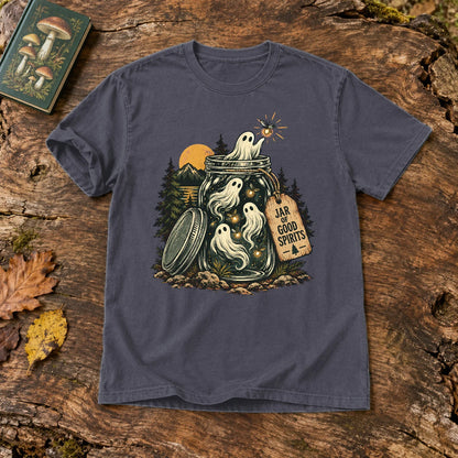 Jar of Good Spirits Graphic Tee on Navy Premium Tee
