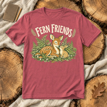 Fern Friends Vintage Woodland Graphic Tee on Heather Red Everyday Soft Tee