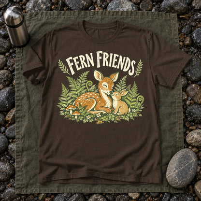 Fern Friends Vintage Woodland Graphic Tee on Dark Chocolate Everyday Soft Tee