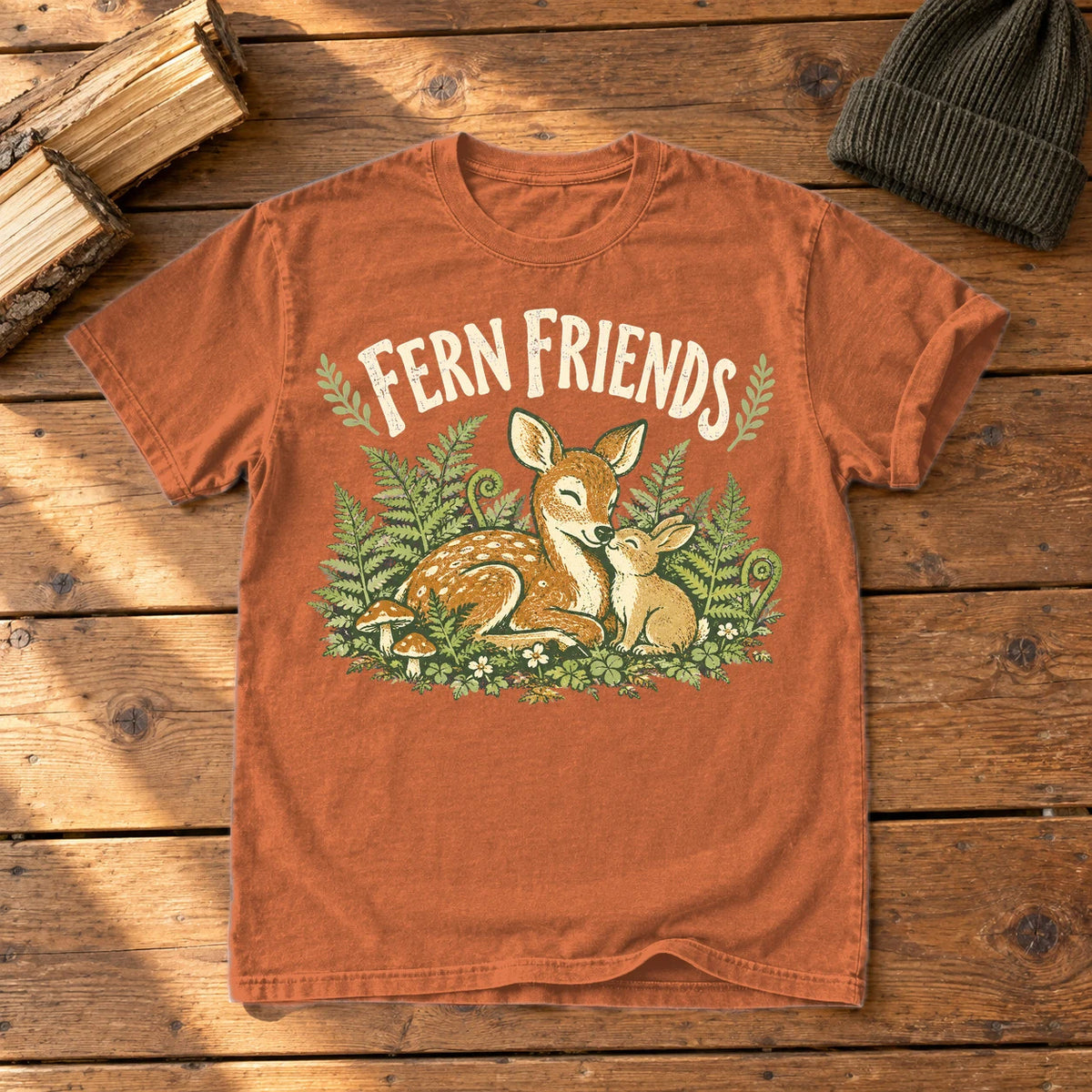 Fern Friends Vintage Woodland Graphic Tee on Yam Premium Tee