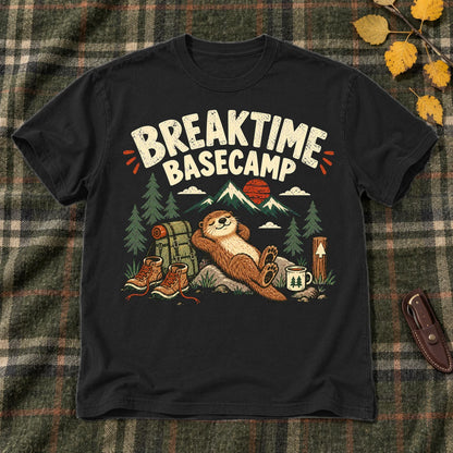 Breaktime Basecamp Otter Graphic Tee on Black Everyday Soft Tee