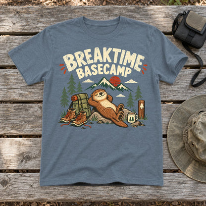 Breaktime Basecamp Otter Graphic Tee on Heather Indigo Everyday Soft Tee
