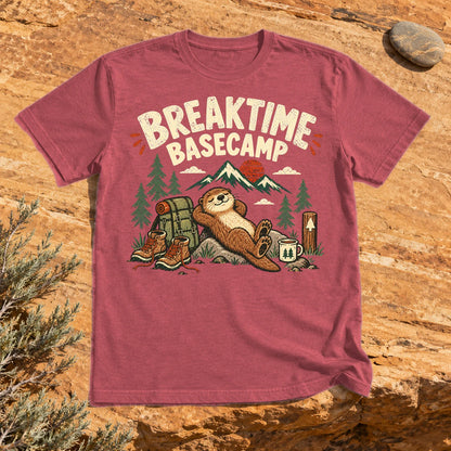 Breaktime Basecamp Otter Graphic Tee on Heather Red Everyday Soft Tee