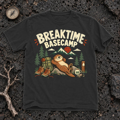 Breaktime Basecamp Otter Graphic Tee on Black Premium Tee