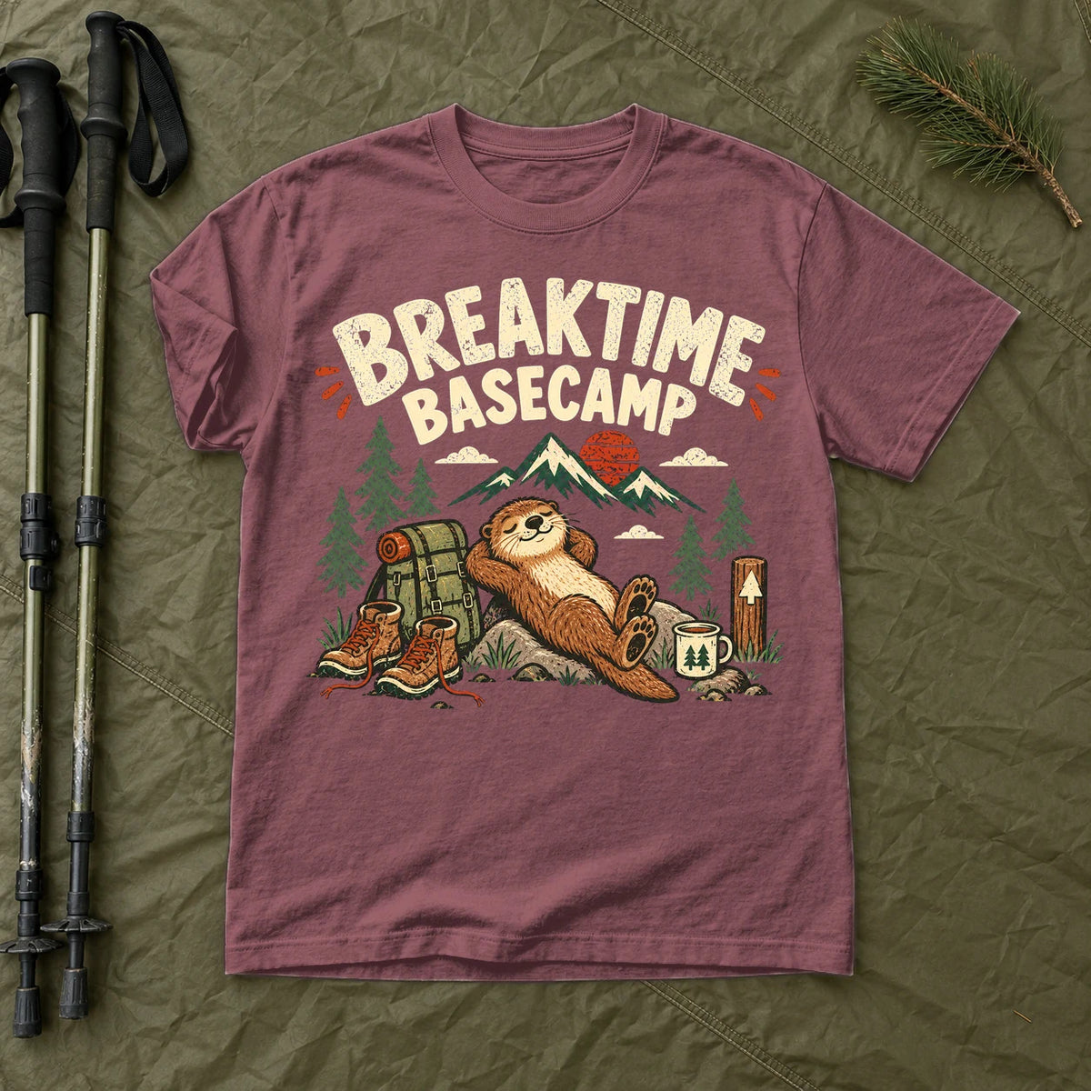 Breaktime Basecamp Otter Graphic Tee on Brick Premium Tee