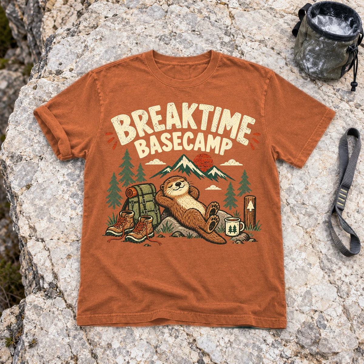 Breaktime Basecamp Otter Graphic Tee on Yam Premium Tee