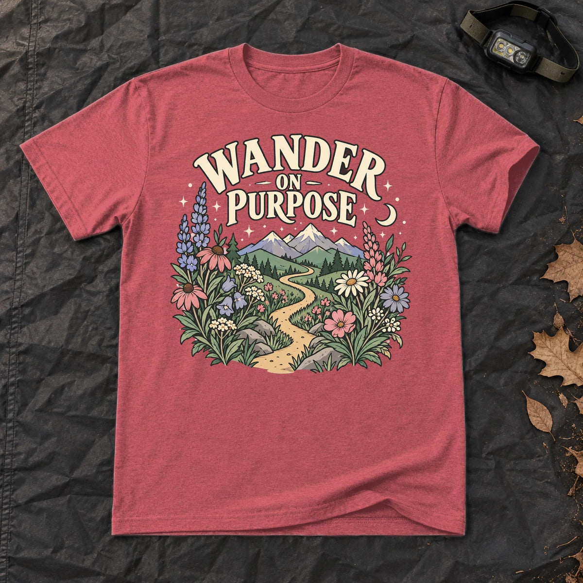Wander On Purpose Graphic Tee on Heather Red Everyday Soft Tee