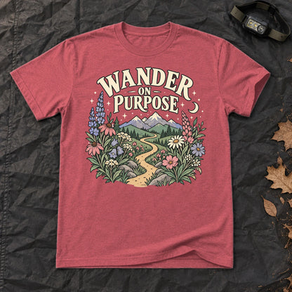 Wander On Purpose Graphic Tee on Heather Red Everyday Soft Tee