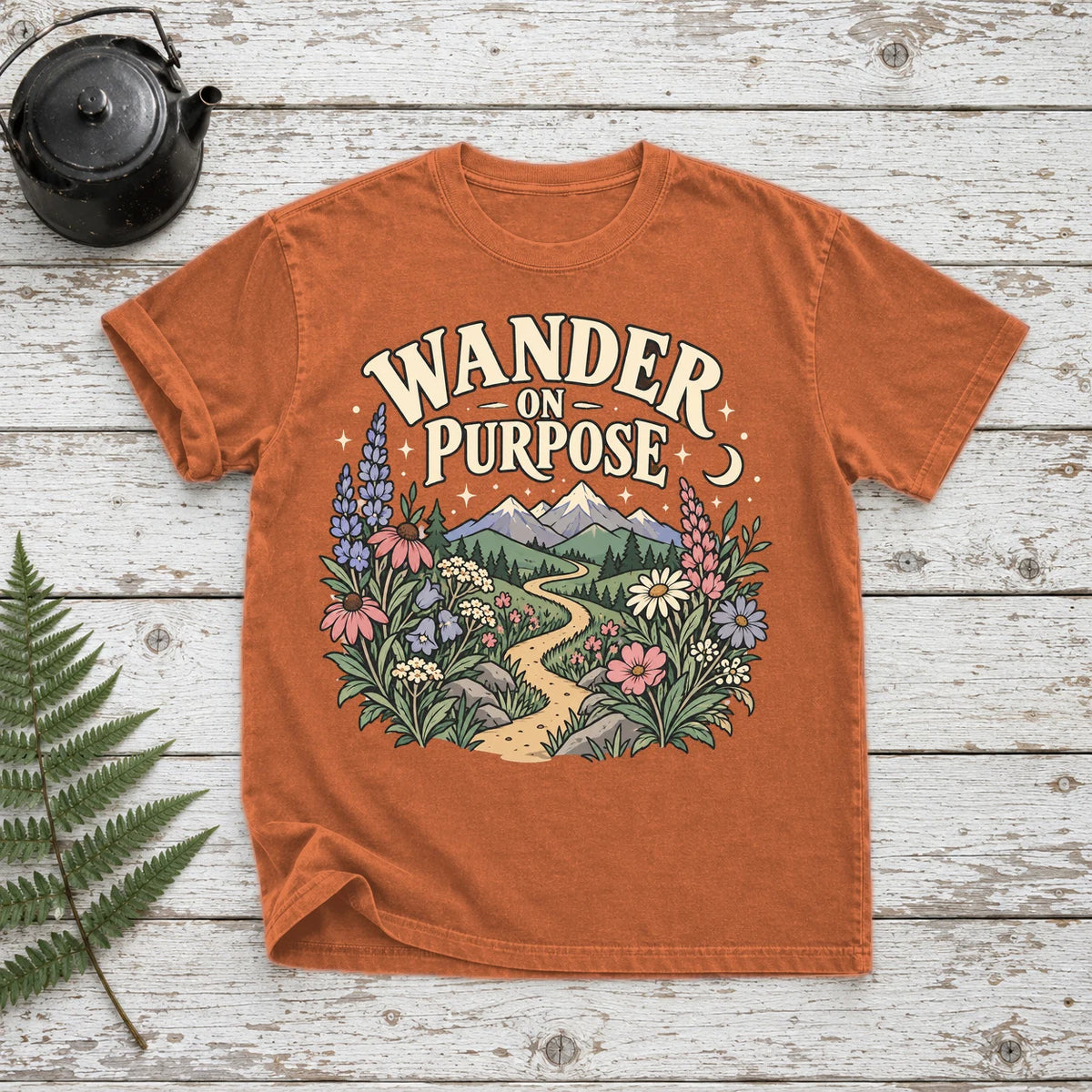 Wander On Purpose Graphic Tee on Yam Premium Tee