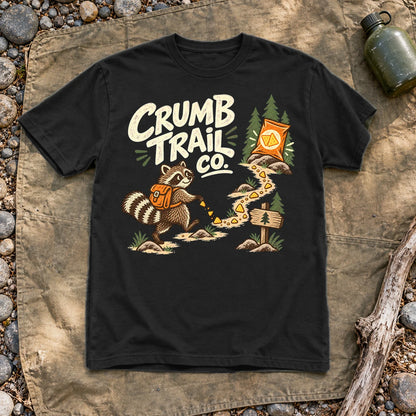 Crumb Trail Co. Raccoon Graphic Tee on Black Everyday Soft Tee