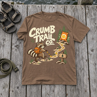 Crumb Trail Co. Raccoon Graphic Tee on Espresso Premium Tee