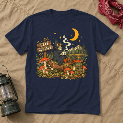 Stay Curious Woodland Wanderer Graphic Tee on Navy Everyday Soft Tee